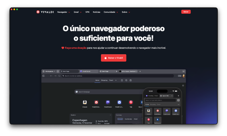 Image of Vivaldi on with all elements hidden